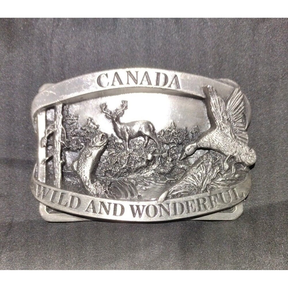 VINTAGE 1985 CANADA WILD AND WONDERFUL Western BELT BUCKLE BY SISKIYOU Z-22